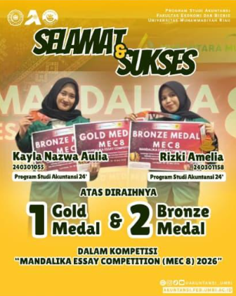 Mahasiswa Akuntansi UMRI Raih Tiga Medali pada Mandalika Essay Competition (MEC 8) 2026 di Lombok